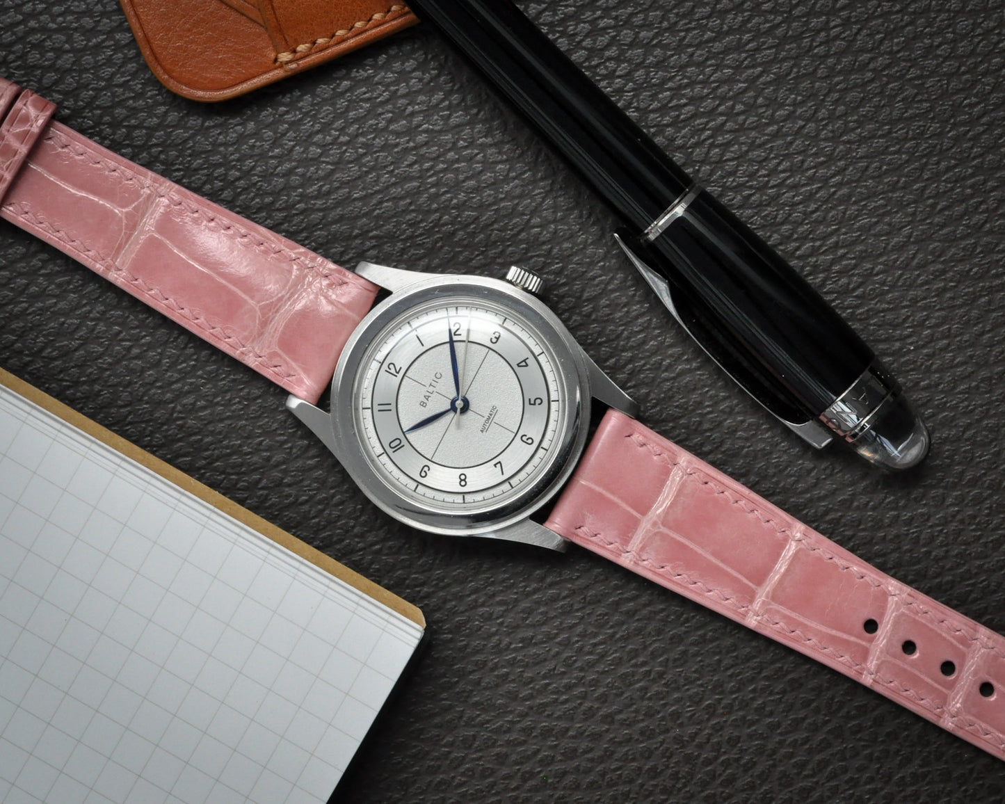 Handmade Crocodile Strap-Baby Pink-Gloss (Slight Padded)
