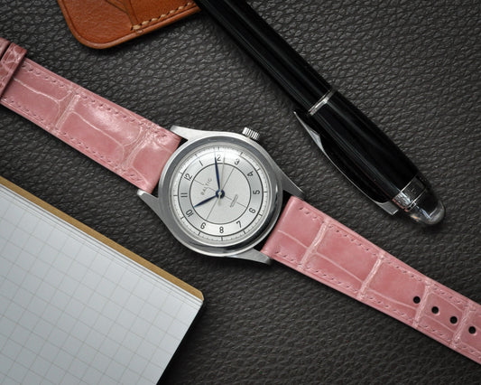 Handmade Crocodile Strap-Baby Pink-Gloss (Slight Padded)