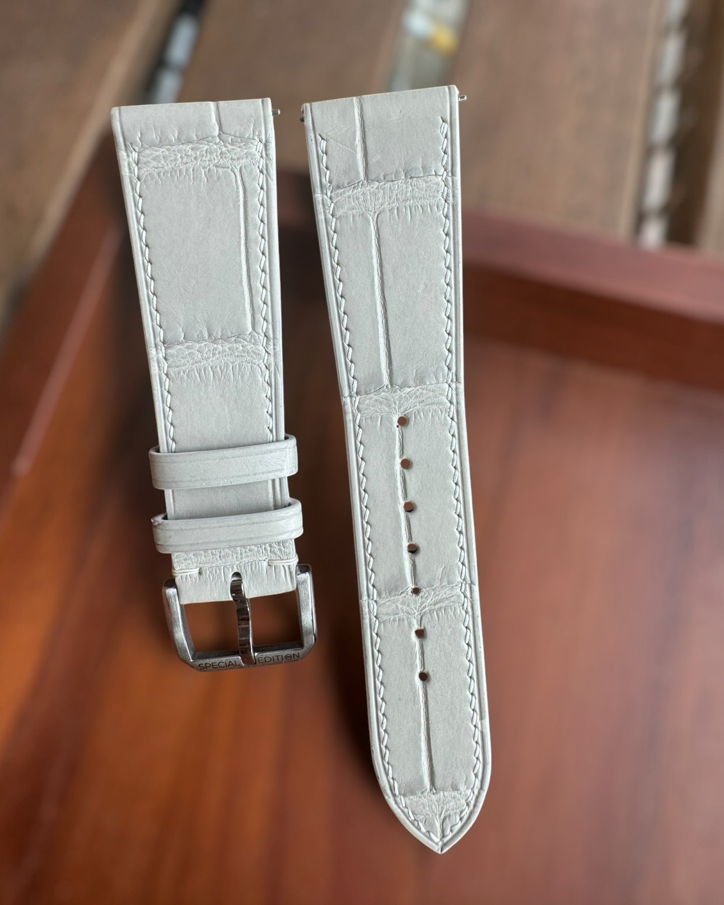 Handmade Crocodile Strap-Ivory