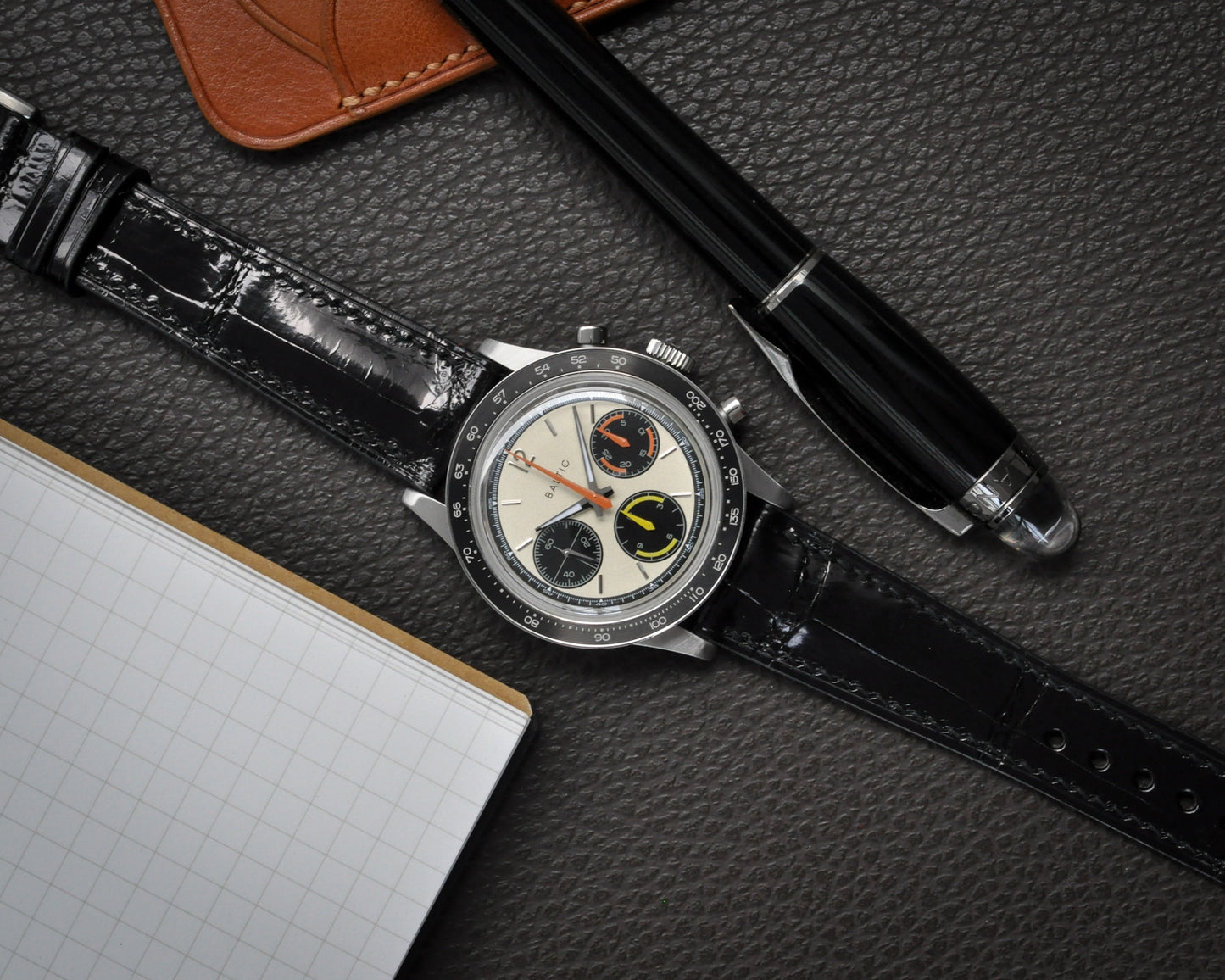 Handmade Crocodile Strap-Black (Slightly Padded)