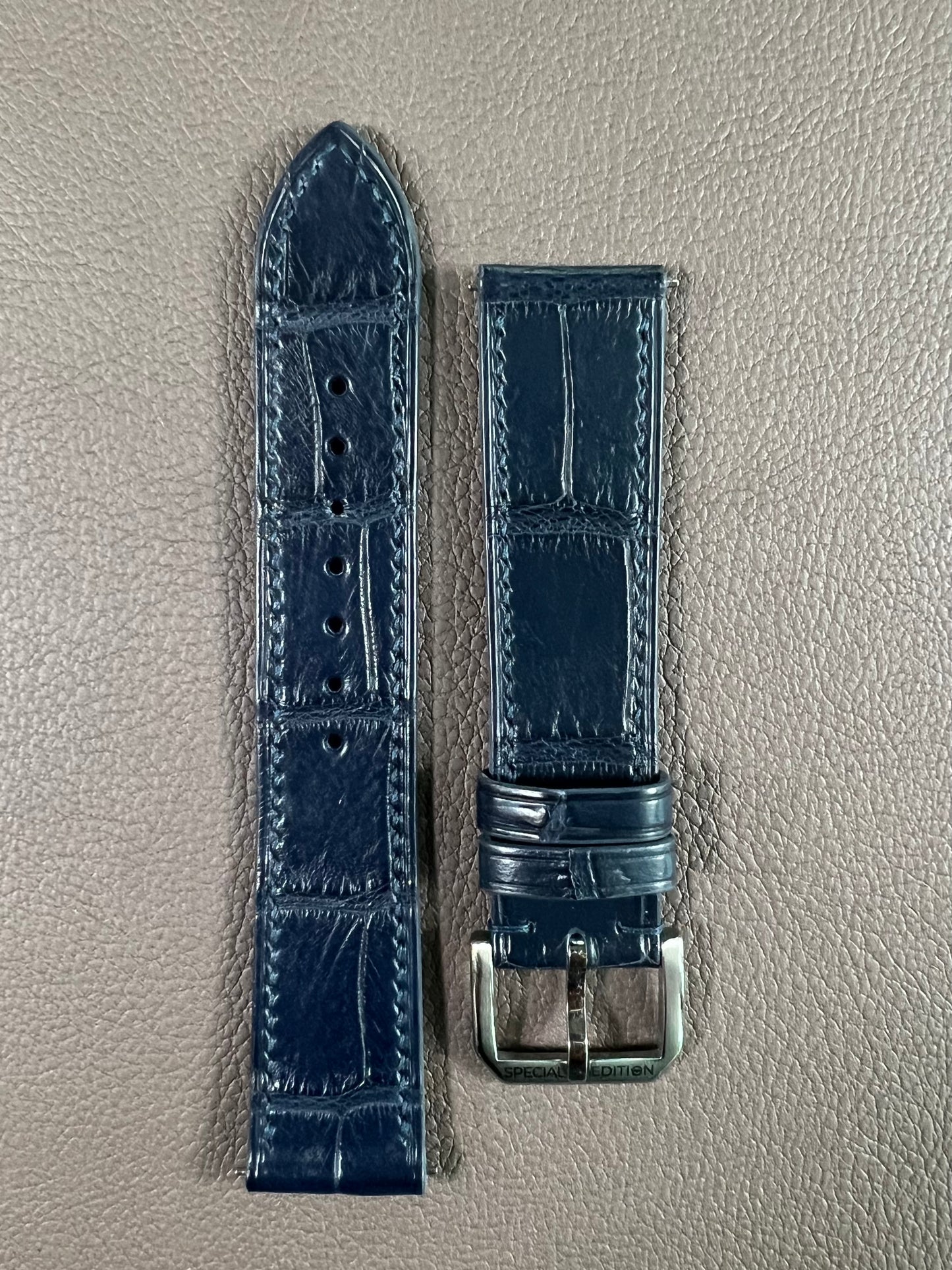 Handmade Crocodile Strap-Navy