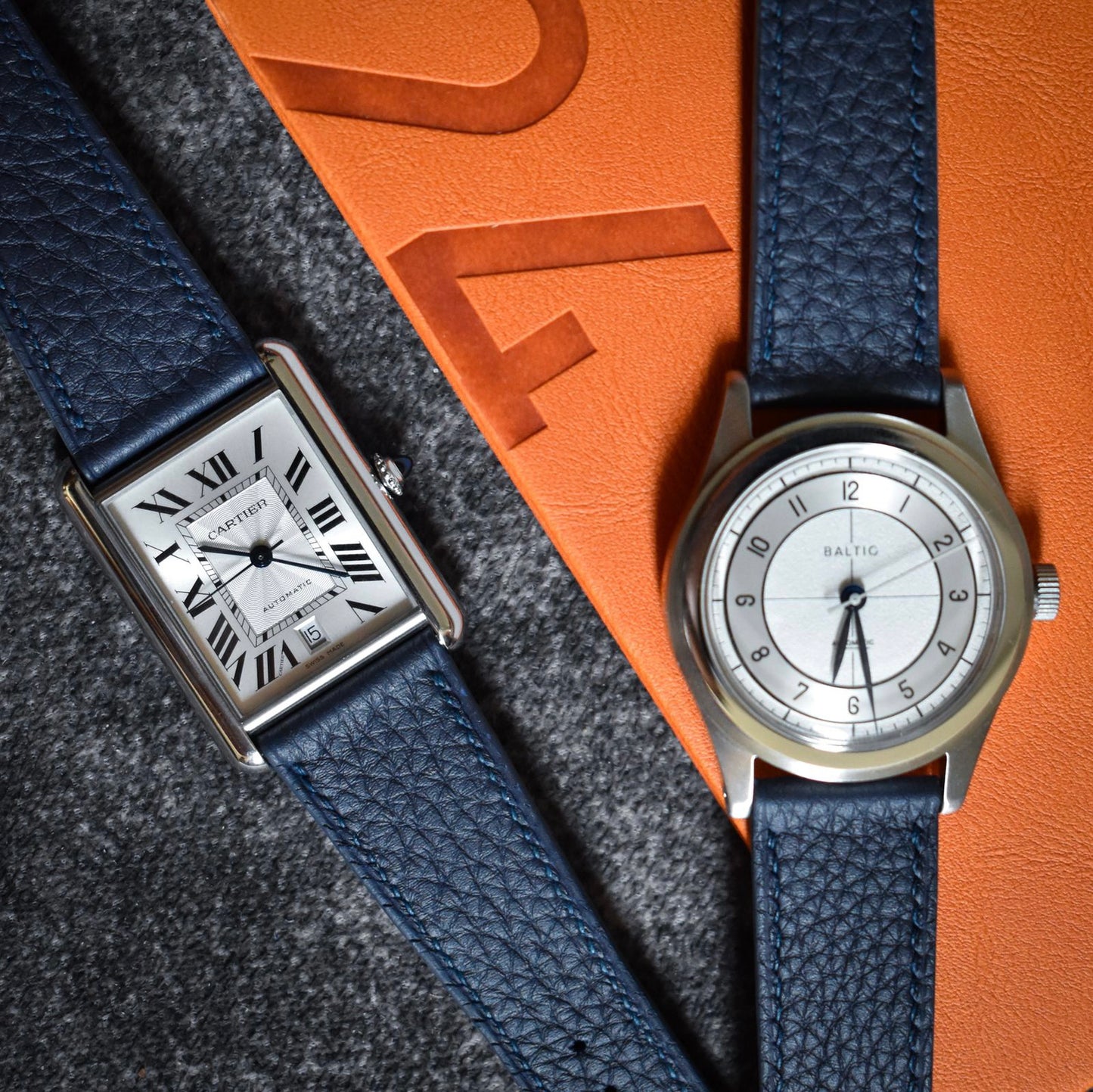 Premium Togo Leather Strap 20mm blue