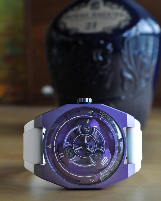 Preloved- Angles Koi-5 Automatic purple pvd with bracelet and extra white strap