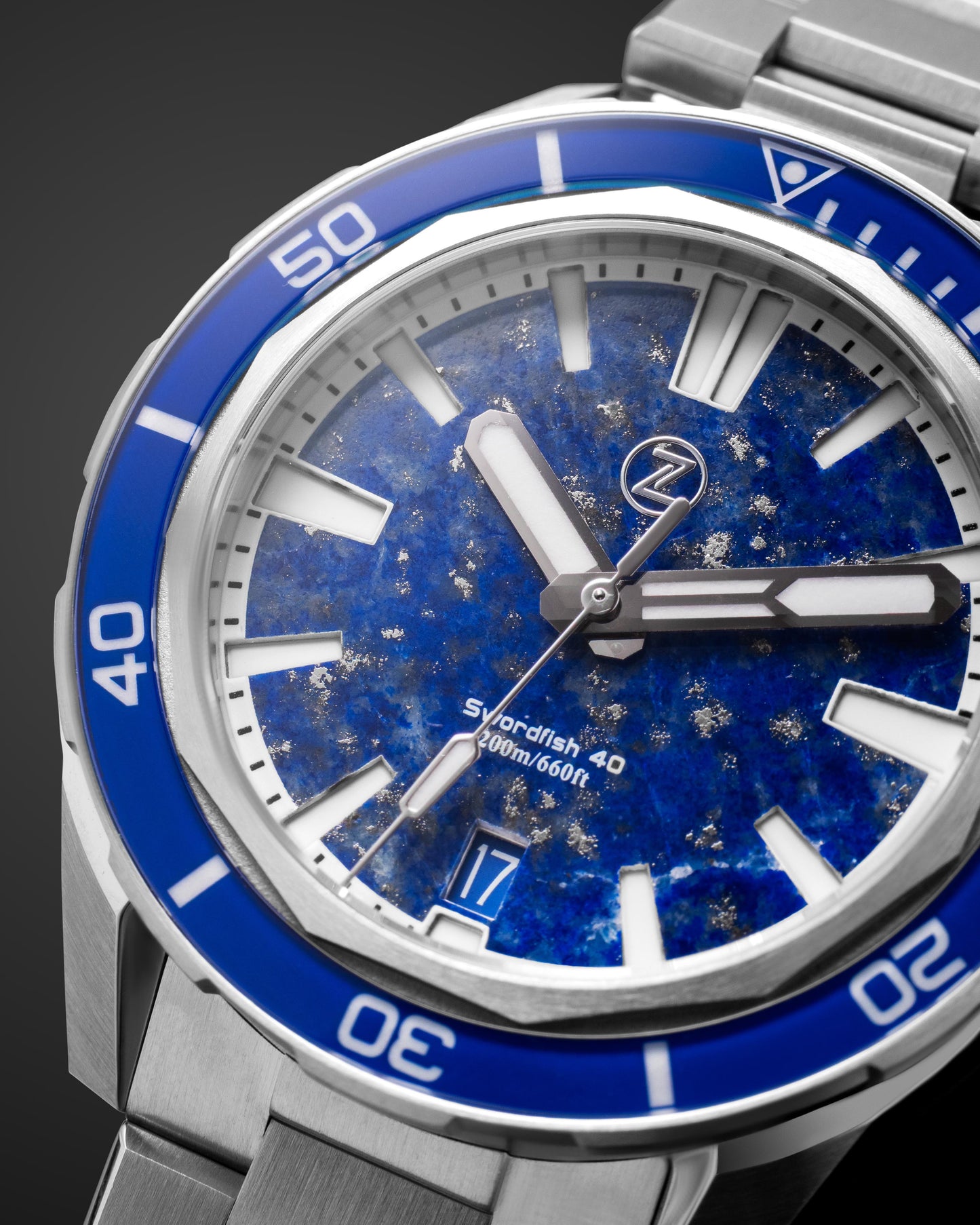 Special Edition X Zelos Swordfish 200m diver with Lapis Lazuli dial 50 pcs